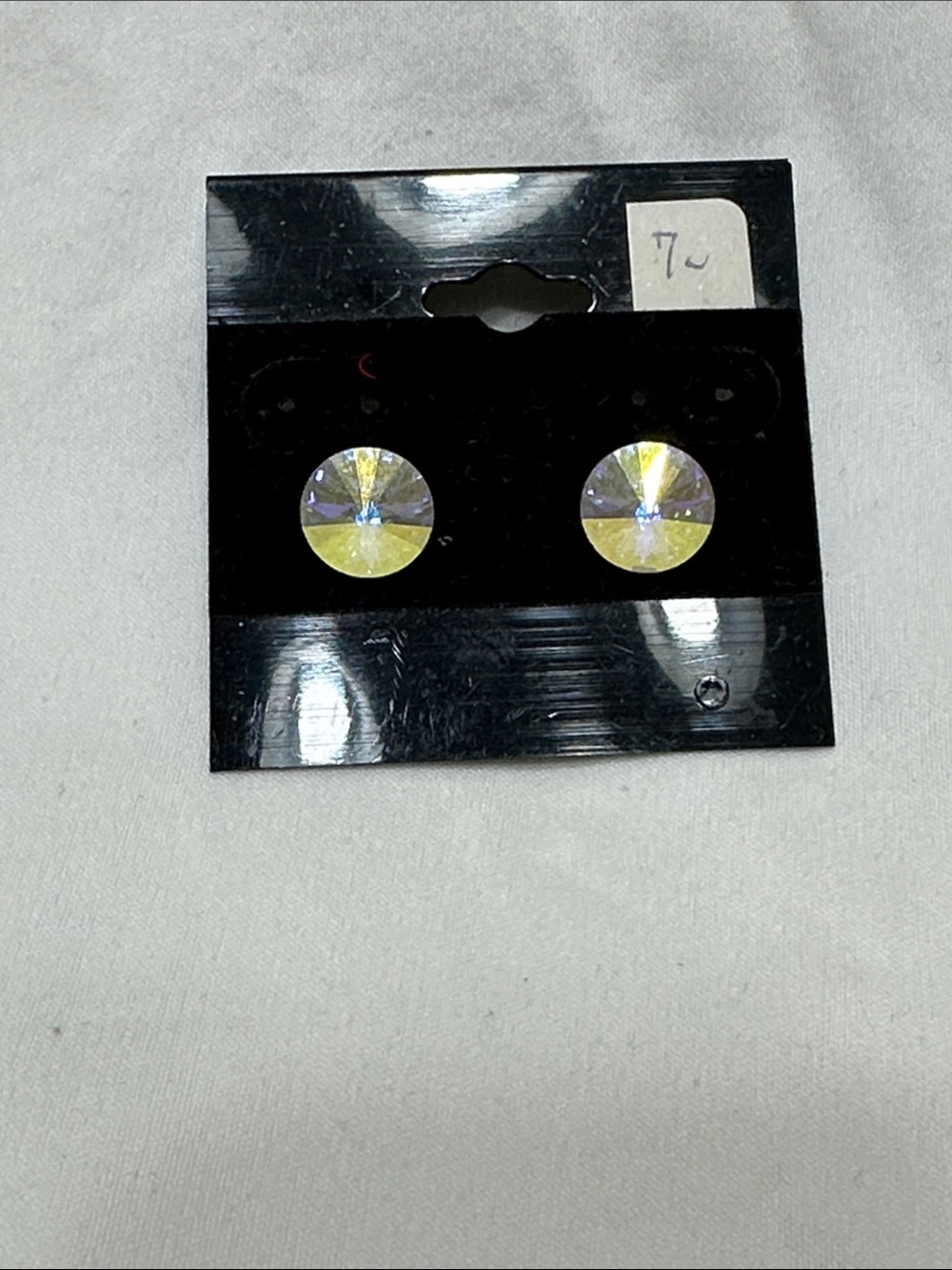 Round Iridescent Stud Earrings - Yellow/White